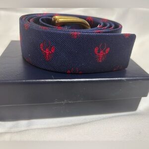 Polo Ralph Lauren Lobster Embroidered D-Ring Belt - Navy/Red (Size M)